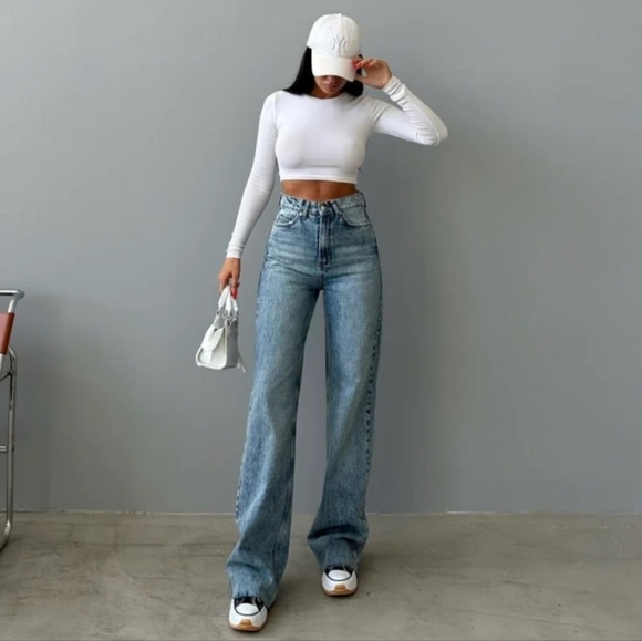 PIRAL Palazzo Blue Jeans Sz M - Picture 4 of 13